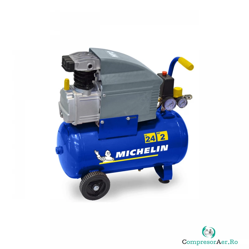 Compresor de aer cu piston monofazat, MICHELIN, tip MB2420, 230V, rezervor 24l, debit 170l/min, 8 bar, ungere cu ulei