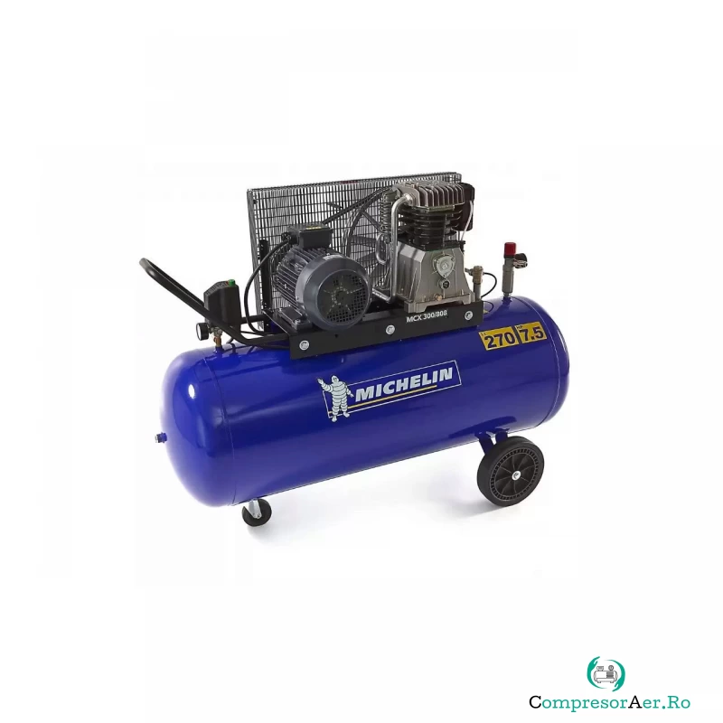 Compresor de aer cu piston trifazat, MICHELIN, tip MCX300/808TC, 380V, rezervor 300l, debit 800l/min, 10 bar, ungere cu ulei