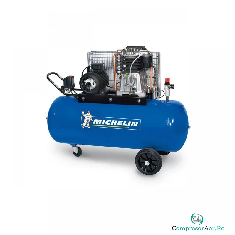 Compresor de aer cu piston monofazat, MICHELIN, tip MB150/3, 230V, rezervor 150l, debit 350l/min, 10 bar, ungere cu ulei